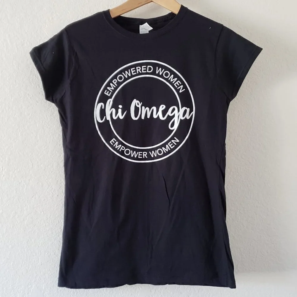 Chi Omega Empowered Women Black T-Shirt - Size M